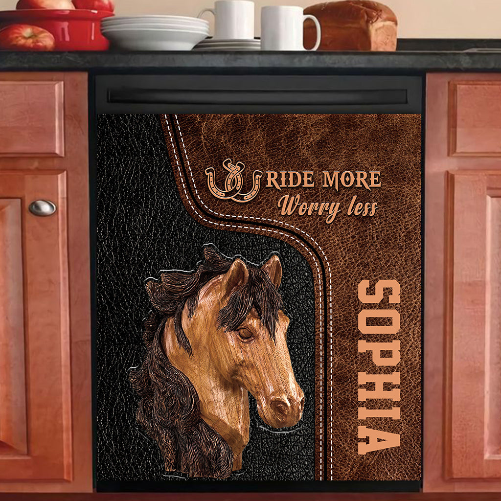 Ride More Worry Less - Personalized Horse Dishwasher Cover