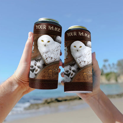 Snowy Owl - Personalized Owl Can Cooler