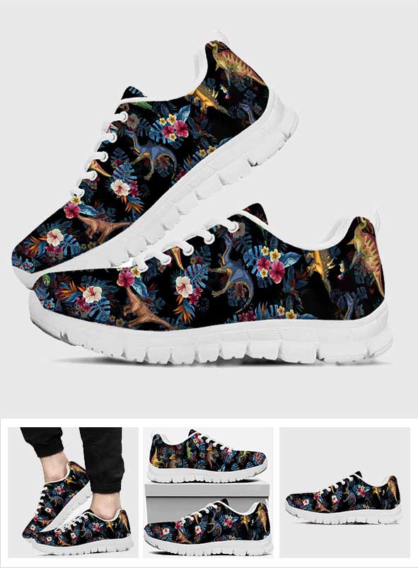 Tropical Dinosaurs Pattern - Dinosaur Sneakers