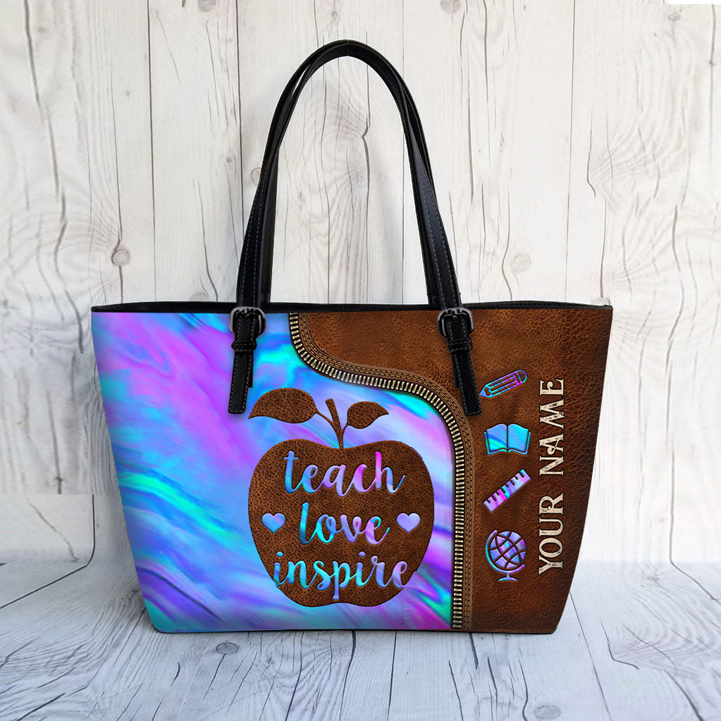 Teach Love Inspire - Personalized Teacher Leather Bag