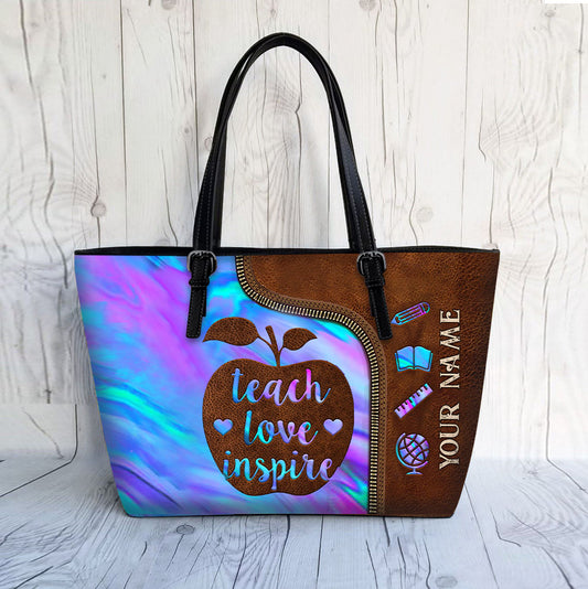 Teach Love Inspire - Personalized Teacher Leather Bag