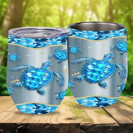 Blue Sea - Turtle Wine Tumbler