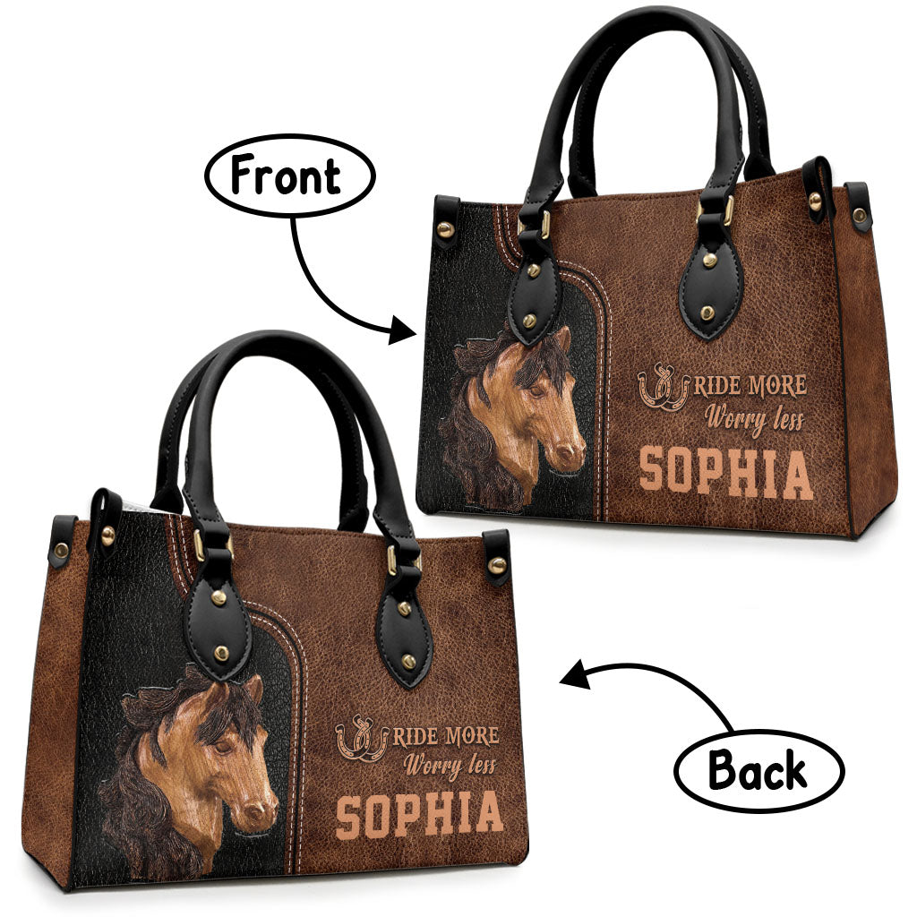 Ride More Worry Less - Personalized Horse Leather Handbag