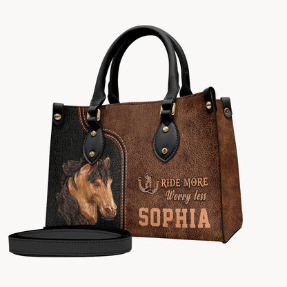 Ride More Worry Less - Personalized Horse Leather Handbag