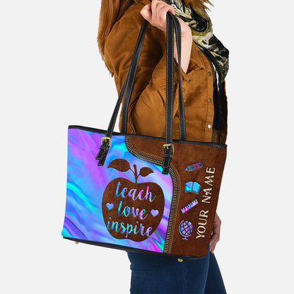 Teach Love Inspire - Personalized Teacher Leather Bag