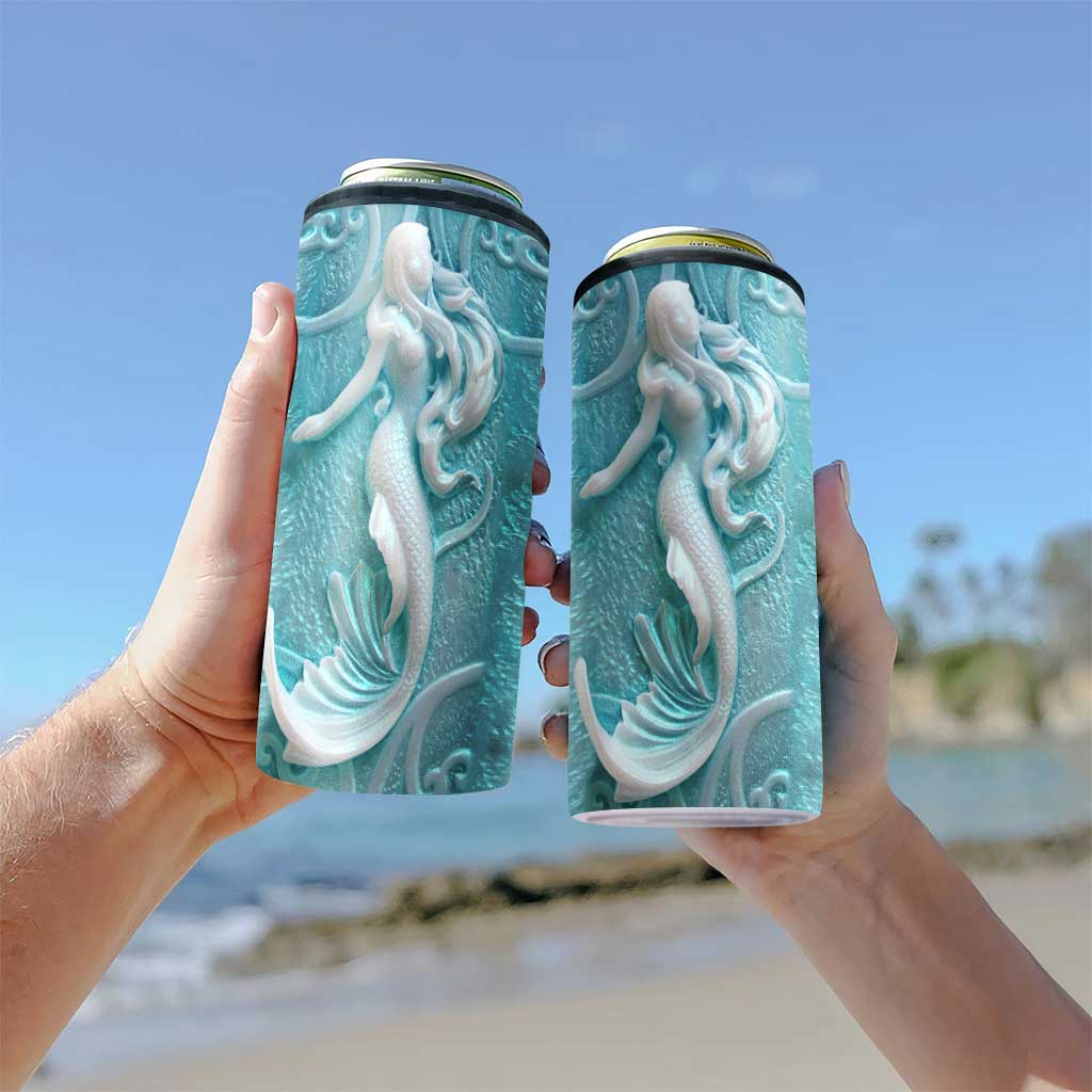 Ocean 3D Pattern Print - Mermaid Can Cooler