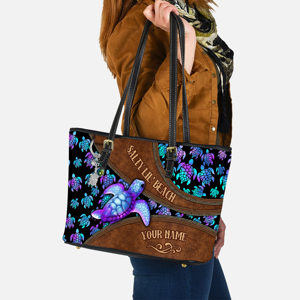 Salty Lil' Beach - Personalized Turtle Leather Bag