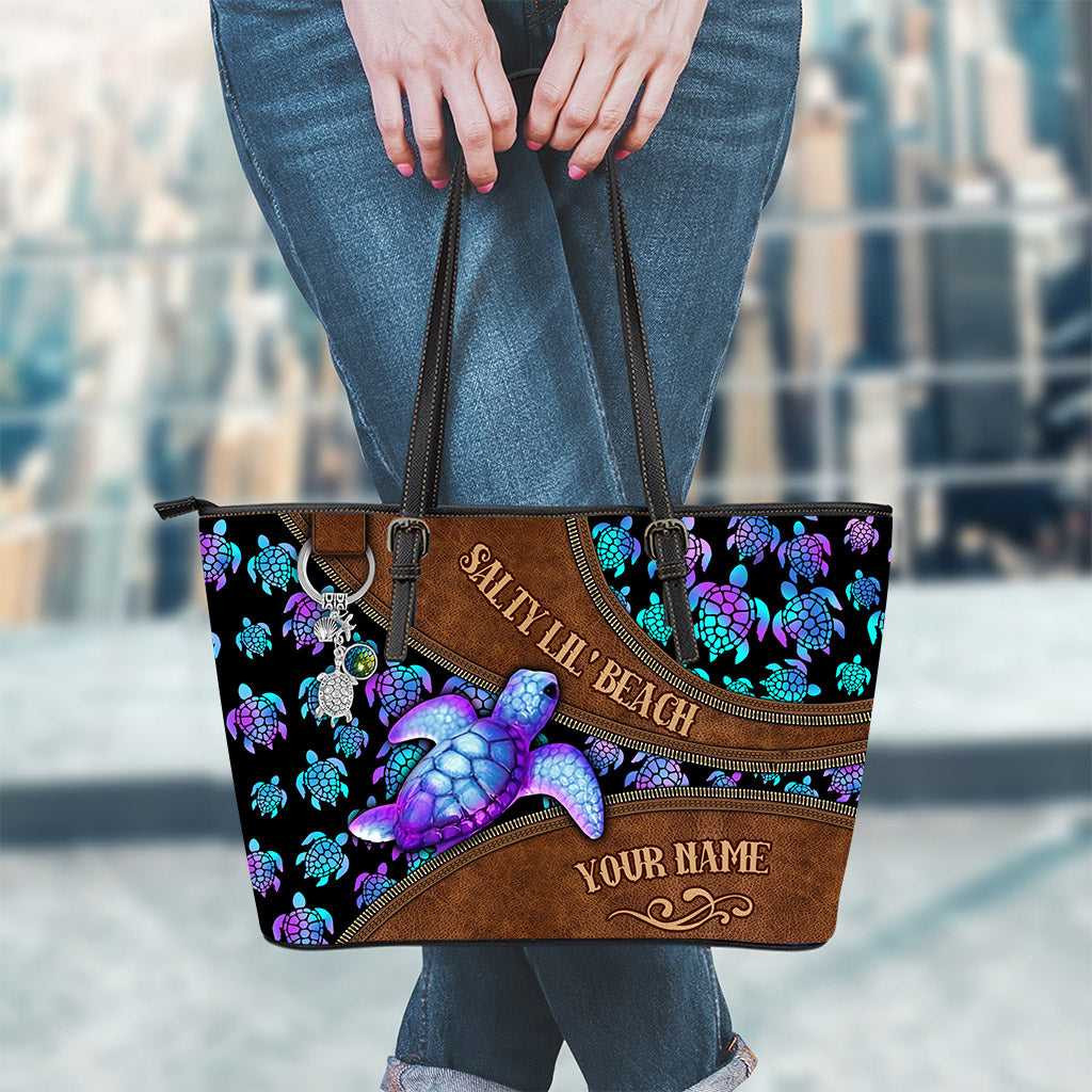 Salty Lil' Beach - Personalized Turtle Leather Bag