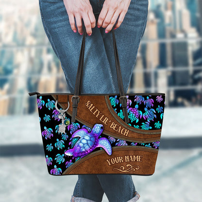 Salty Lil' Beach - Personalized Turtle Leather Bag