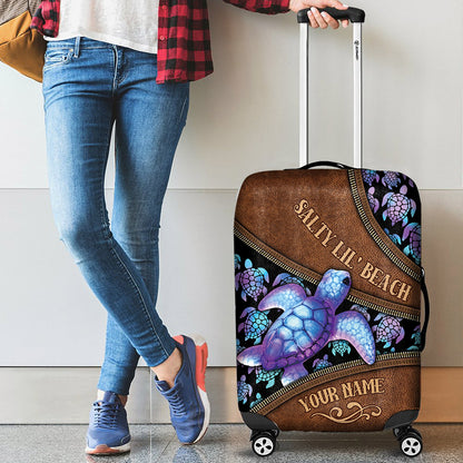 Salty Lil' Beach - Personalized Turtle Luggage Cover