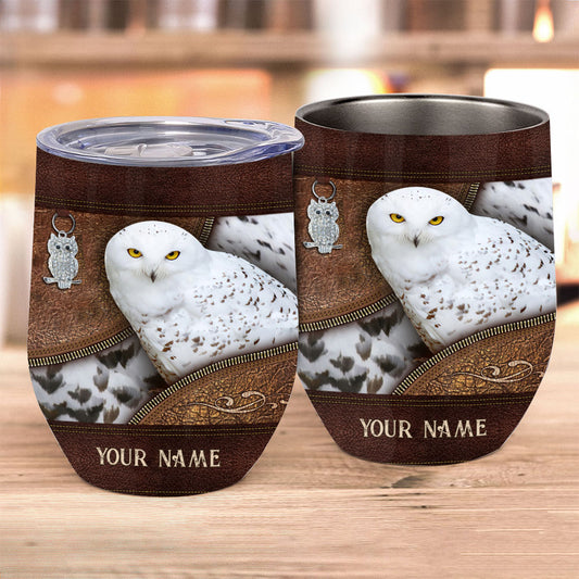 Snowy Owl - Personalized Owl Wine Tumbler