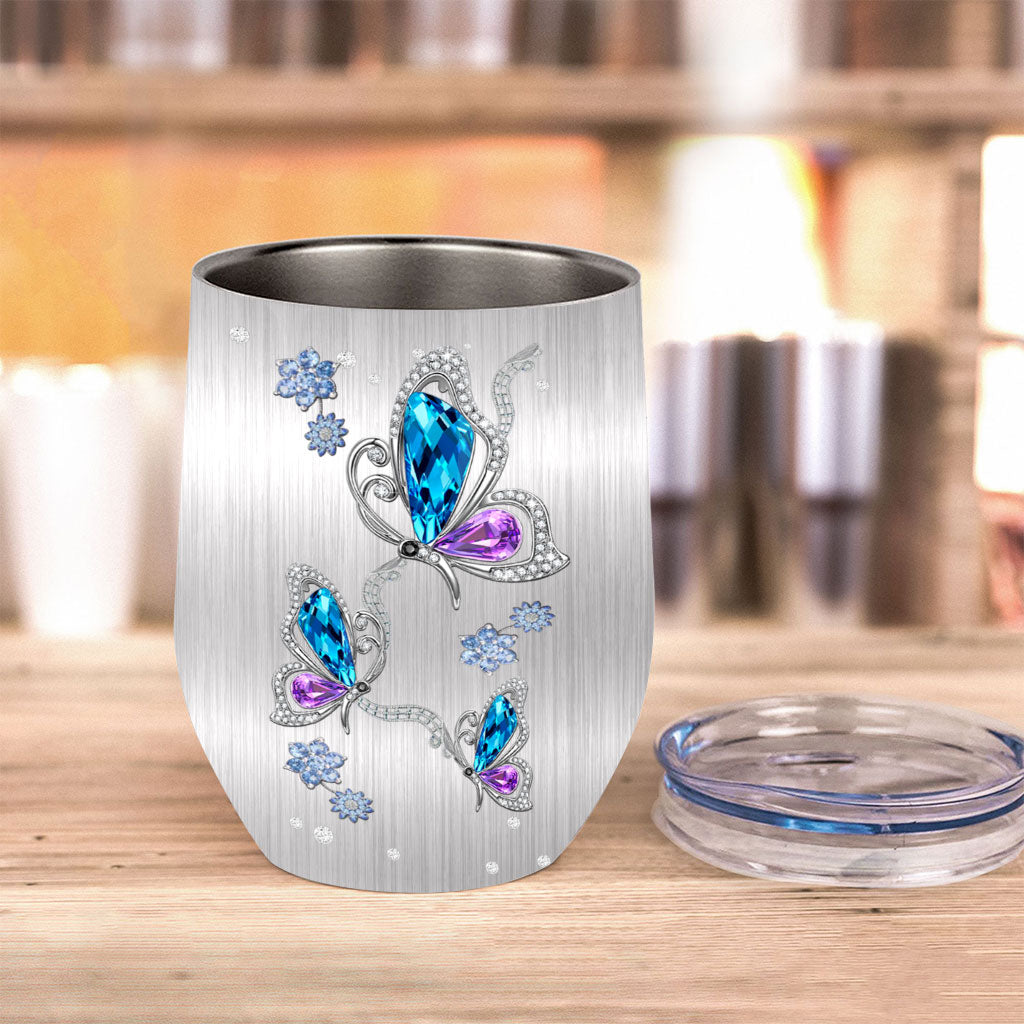 Love Butterflies - Personalized Butterfly Wine Tumbler