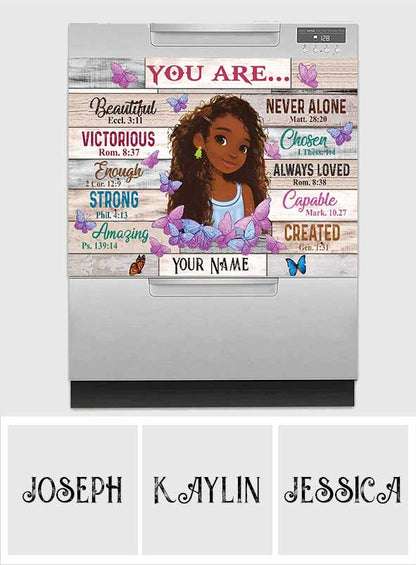 God Say You Are - Personalized African American Dishwasher Cover
