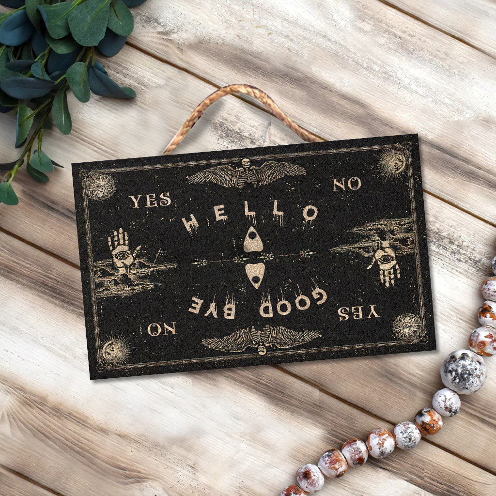 Hello Goodbye - Witch Rectangle Wood Sign