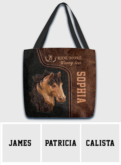 Ride More Worry Less - Personalized Horse Tote Bag