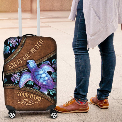 Salty Lil' Beach - Personalized Turtle Luggage Cover