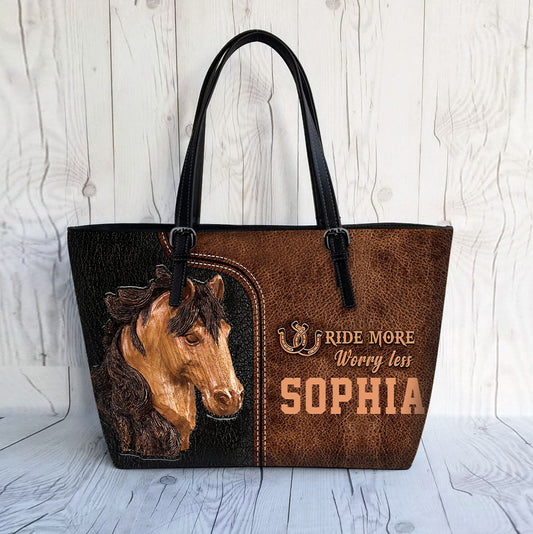 Ride More Worry Less - Personalized Horse Leather Bag