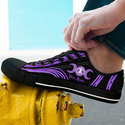 Witch Vibe Purple Triple Moon - Witch Low Top Shoes
