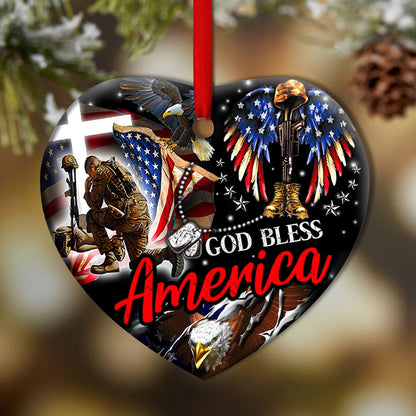 Veteran God Bless America Eagle USA Flag - Veteran Ornament (Printed On Both Sides) 1122