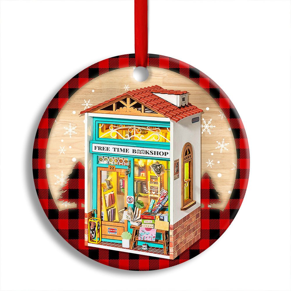 Free Time Bookshop - Book Ornament (Printed On Both Sides) 1122