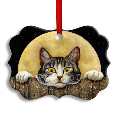 Cat Peaking - Cat Ornament (Printed On Both Sides) 1022