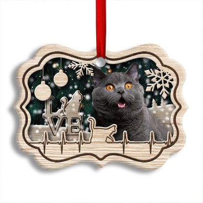 Christmas Cat Lover Heart Beat - Cat Ornament (Printed On Both Sides) 1022