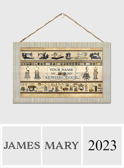 Sewing Room - Personalized Sewing Rectangle Wood Sign