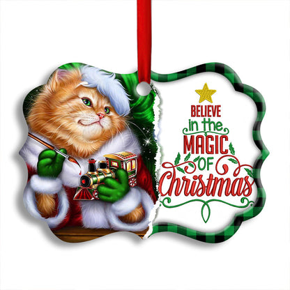 Cute Cat Believe In The Magic Of Christmas - Cat Ornament (Printed On Both Sides) 1022