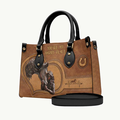 You're My Happy Place - Personalized Horse Leather Handbag