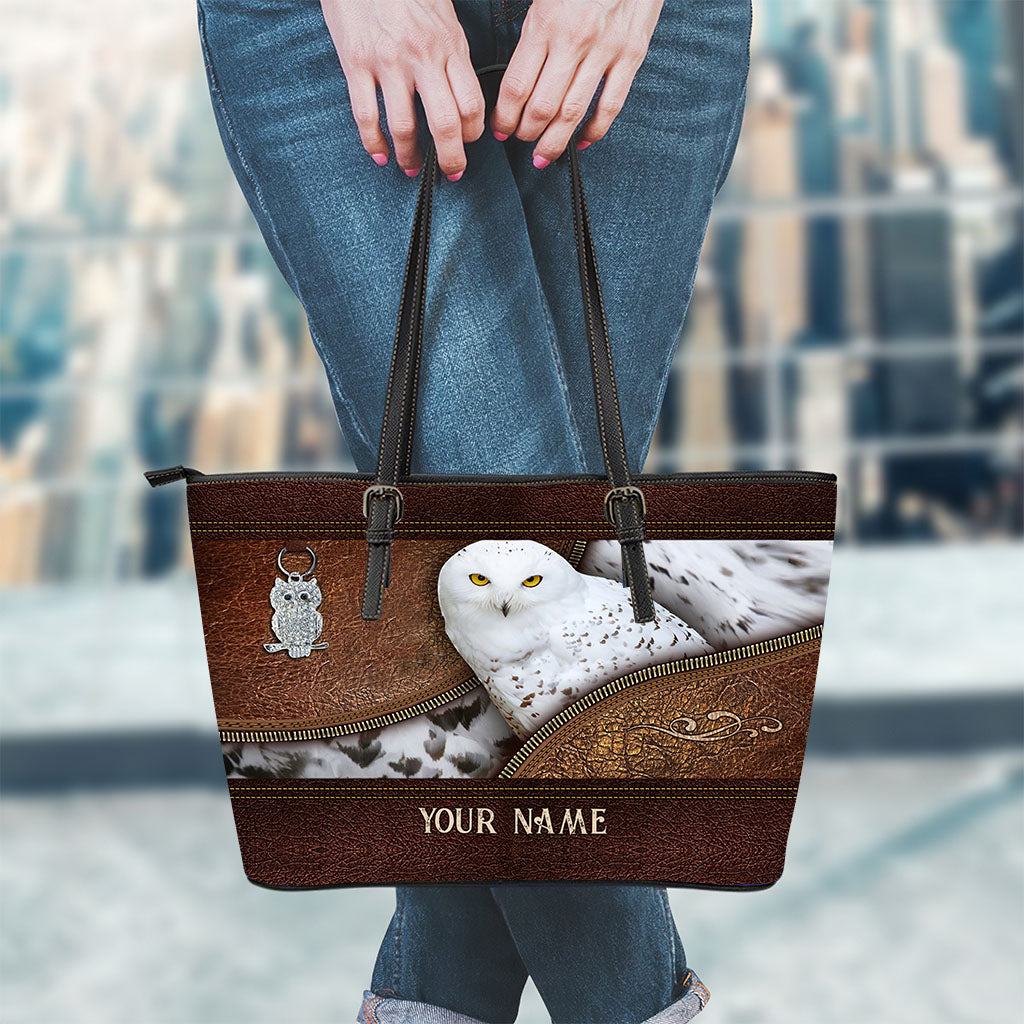 Snowy Owl - Personalized Owl Leather Bag