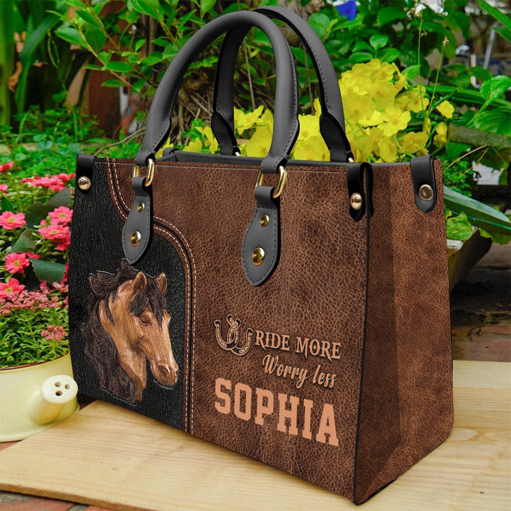 Ride More Worry Less - Personalized Horse Leather Handbag
