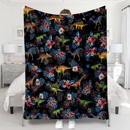 Tropical Dinosaurs Pattern - Dinosaur Blanket
