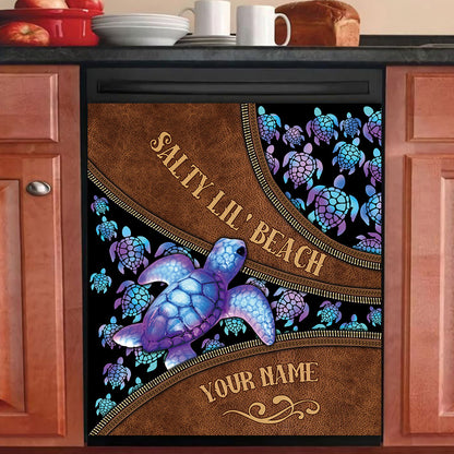 Salty Lil' Beach - Personalized Turtle Dishwasher Cover
