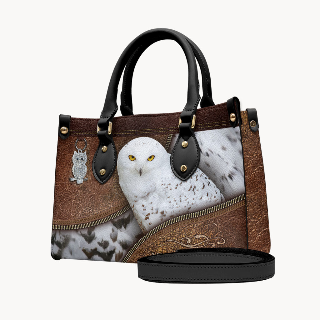Snowy Owl - Personalized Owl Leather Handbag