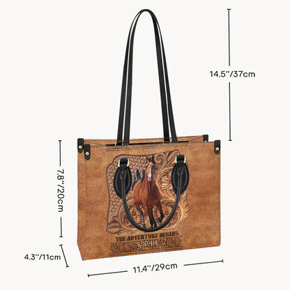 The Adventure Begins - Personalized Horse Leather Handbag