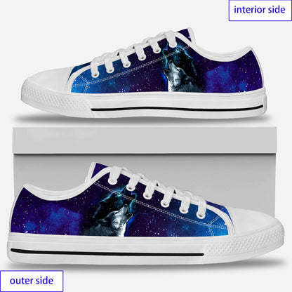 Galaxy Night Sky - Wolf Low Top Shoes