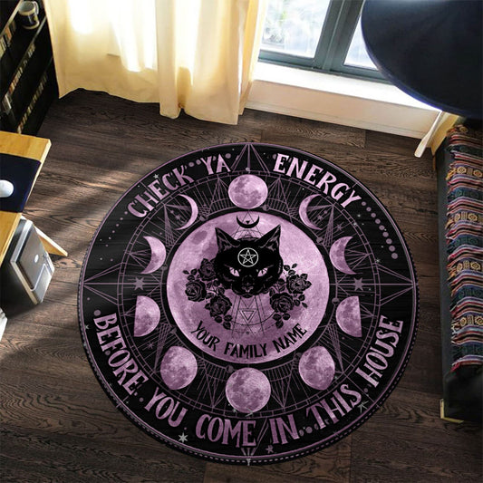 Check Ya Energy - Personalized Witch Round Rug