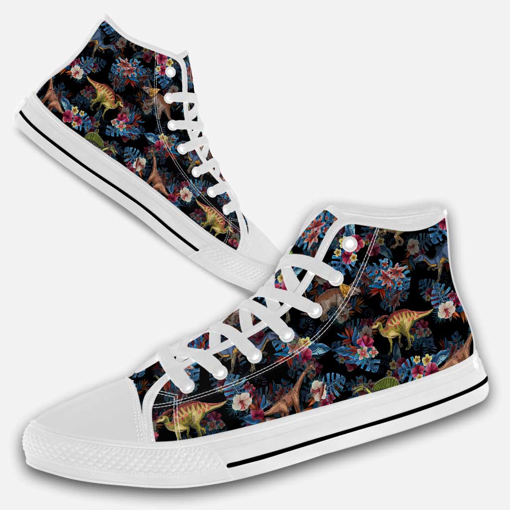 Tropical Dinosaurs Pattern - Dinosaur High Top Shoes