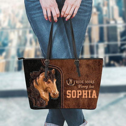 Ride More Worry Less - Personalized Horse Leather Bag