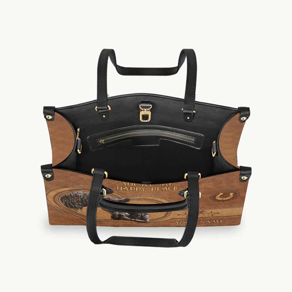 You're My Happy Place - Personalized Horse Leather Handbag