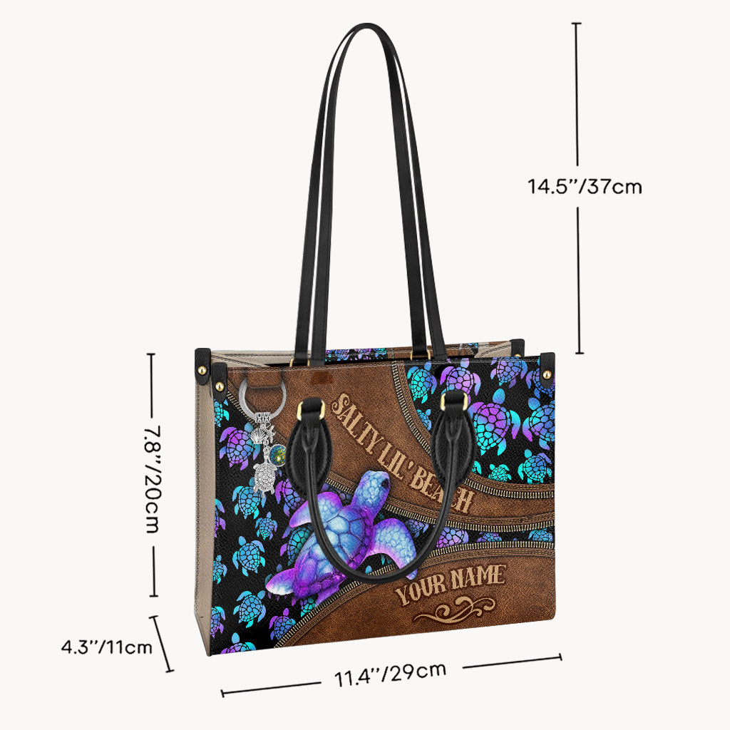 Salty Lil' Beach - Personalized Turtle Leather Handbag