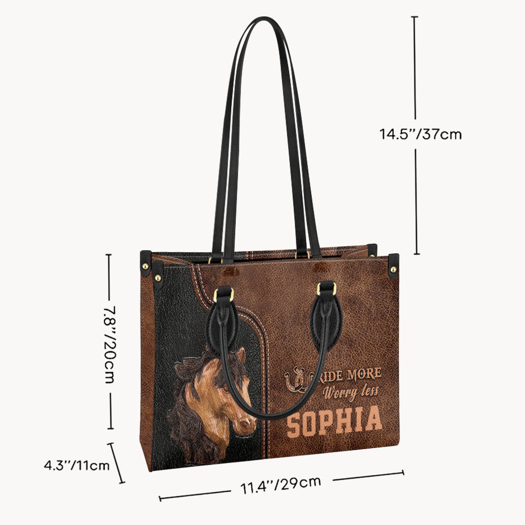 Ride More Worry Less - Personalized Horse Leather Handbag