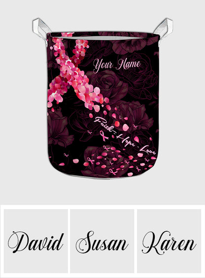 Faith Hope Love - Personalized Breast Cancer Awareness Storage Basket