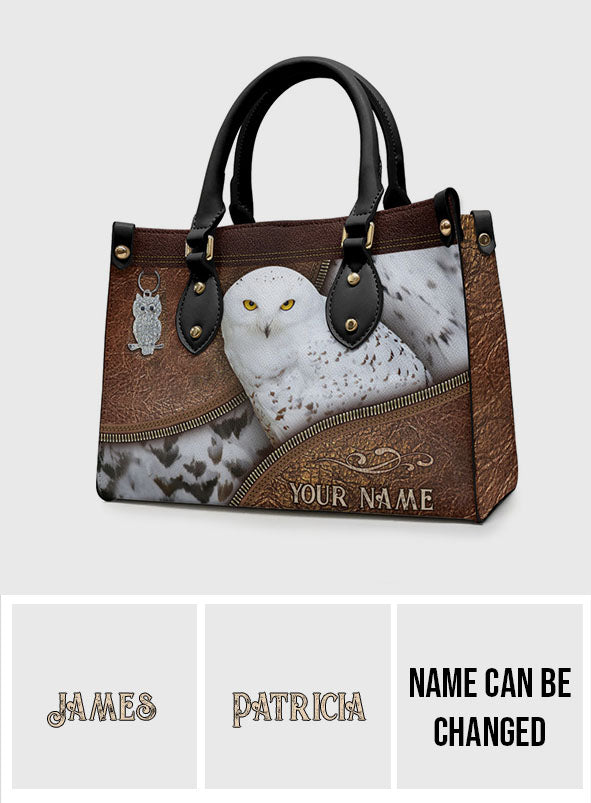 Snowy Owl - Personalized Owl Leather Handbag