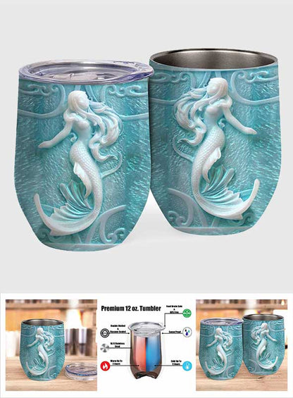 Ocean 3D Pattern Print - Mermaid Wine Tumbler