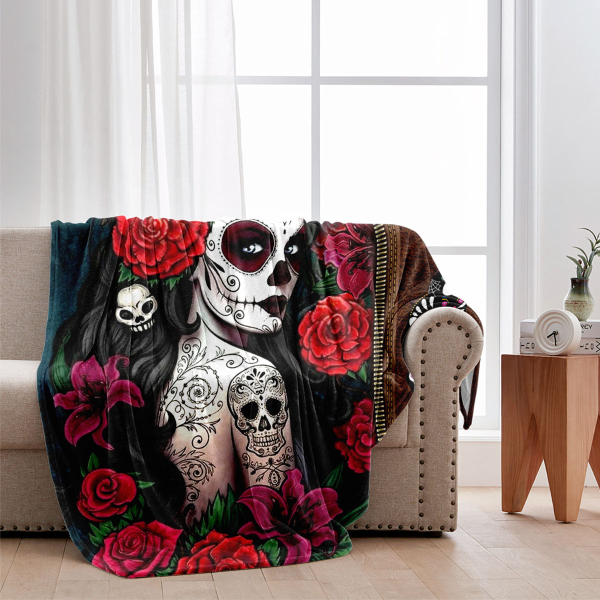 Day Of The Dead - Personalized Latina Women Blanket