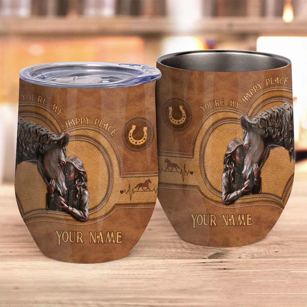 You're My Happy Place - Personalized Horse Wine Tumbler