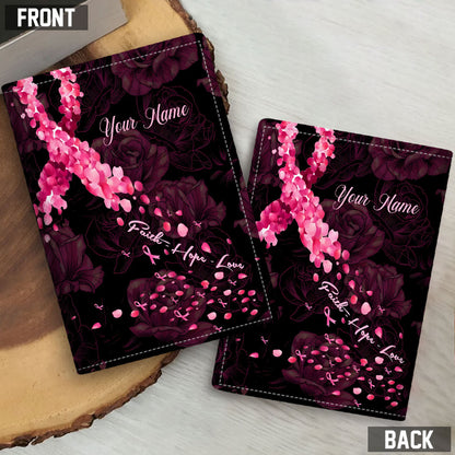 Faith Hope Love - Personalized Breast Cancer Awareness Passport Holder
