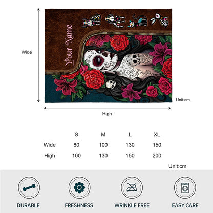 Day Of The Dead - Personalized Latina Women Blanket