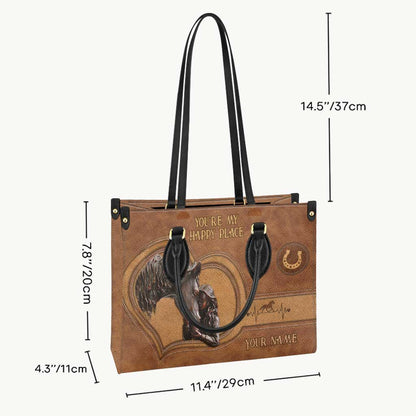 You're My Happy Place - Personalized Horse Leather Handbag